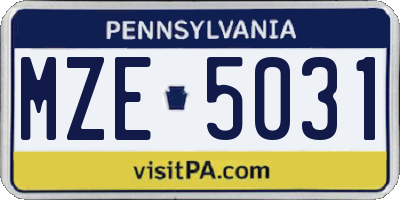 PA license plate MZE5031