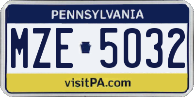 PA license plate MZE5032