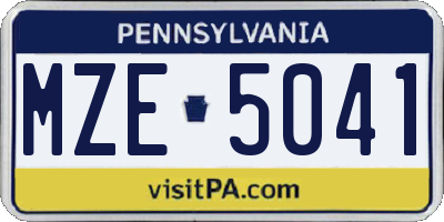 PA license plate MZE5041