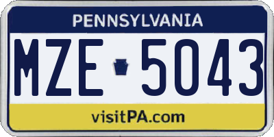 PA license plate MZE5043