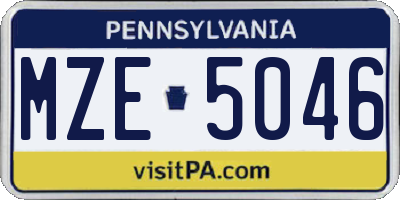 PA license plate MZE5046