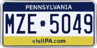 PA license plate MZE5049