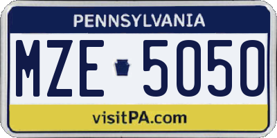 PA license plate MZE5050