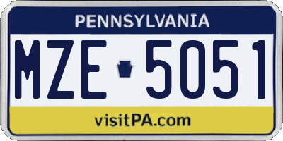 PA license plate MZE5051