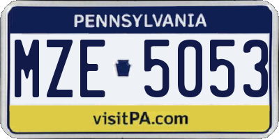 PA license plate MZE5053