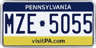 PA license plate MZE5055