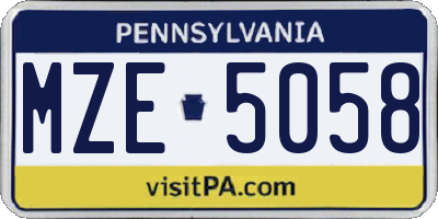 PA license plate MZE5058
