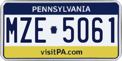 PA license plate MZE5061