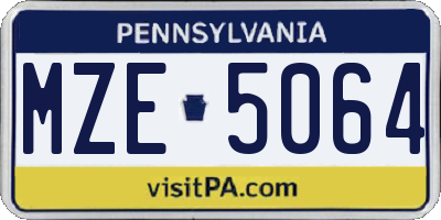 PA license plate MZE5064