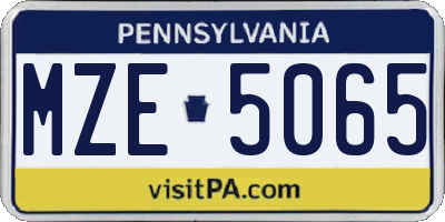 PA license plate MZE5065
