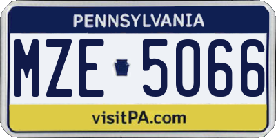 PA license plate MZE5066