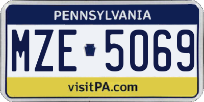 PA license plate MZE5069
