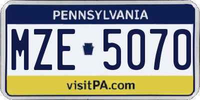 PA license plate MZE5070