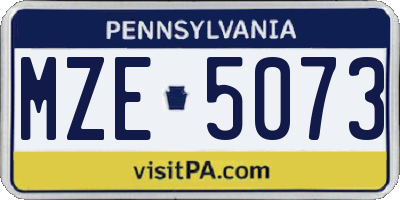 PA license plate MZE5073