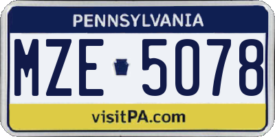 PA license plate MZE5078