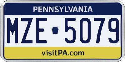 PA license plate MZE5079