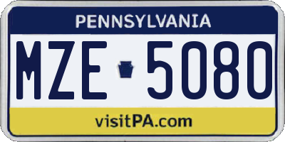 PA license plate MZE5080