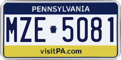 PA license plate MZE5081