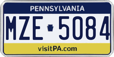 PA license plate MZE5084