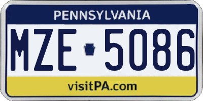 PA license plate MZE5086