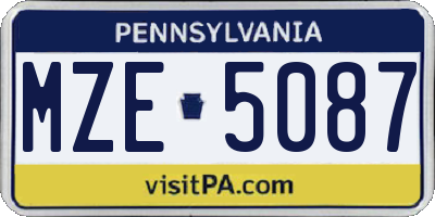 PA license plate MZE5087