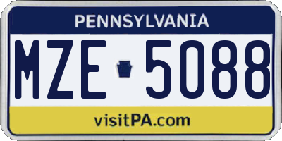 PA license plate MZE5088