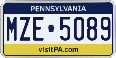 PA license plate MZE5089