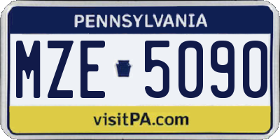 PA license plate MZE5090