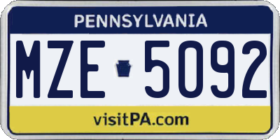 PA license plate MZE5092