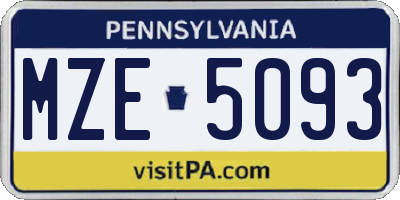 PA license plate MZE5093
