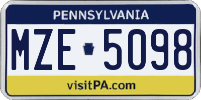 PA license plate MZE5098