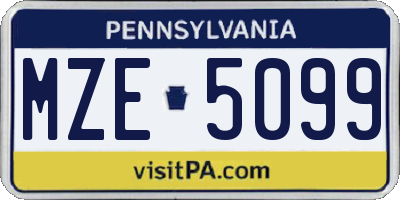 PA license plate MZE5099