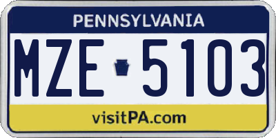 PA license plate MZE5103