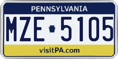 PA license plate MZE5105