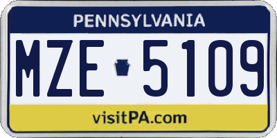 PA license plate MZE5109