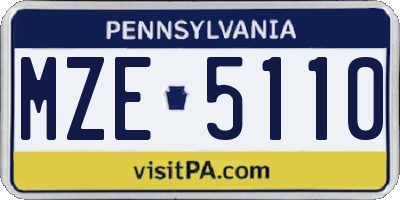 PA license plate MZE5110