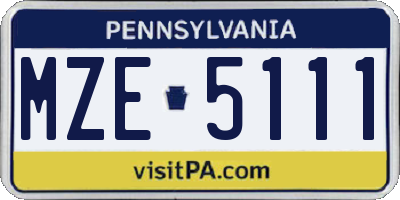PA license plate MZE5111