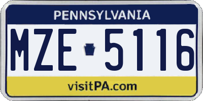 PA license plate MZE5116