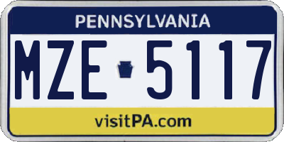 PA license plate MZE5117