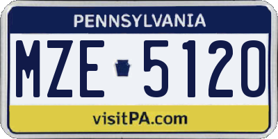 PA license plate MZE5120