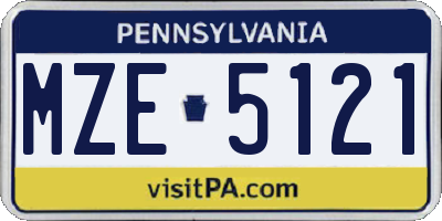 PA license plate MZE5121