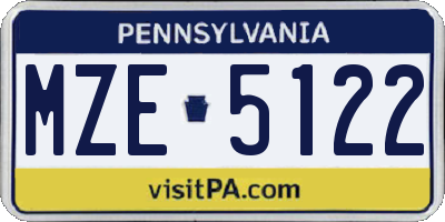 PA license plate MZE5122