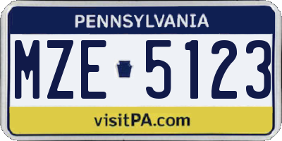 PA license plate MZE5123