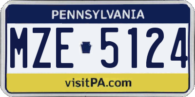 PA license plate MZE5124