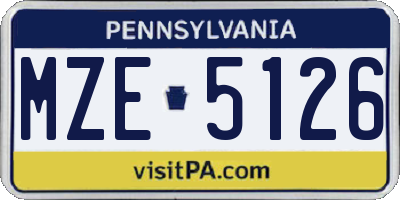 PA license plate MZE5126
