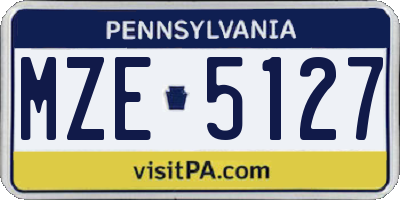 PA license plate MZE5127