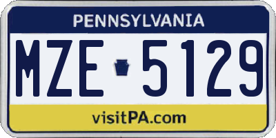 PA license plate MZE5129