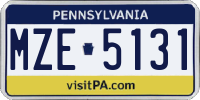 PA license plate MZE5131