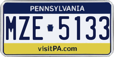PA license plate MZE5133