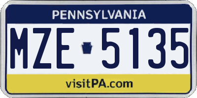 PA license plate MZE5135